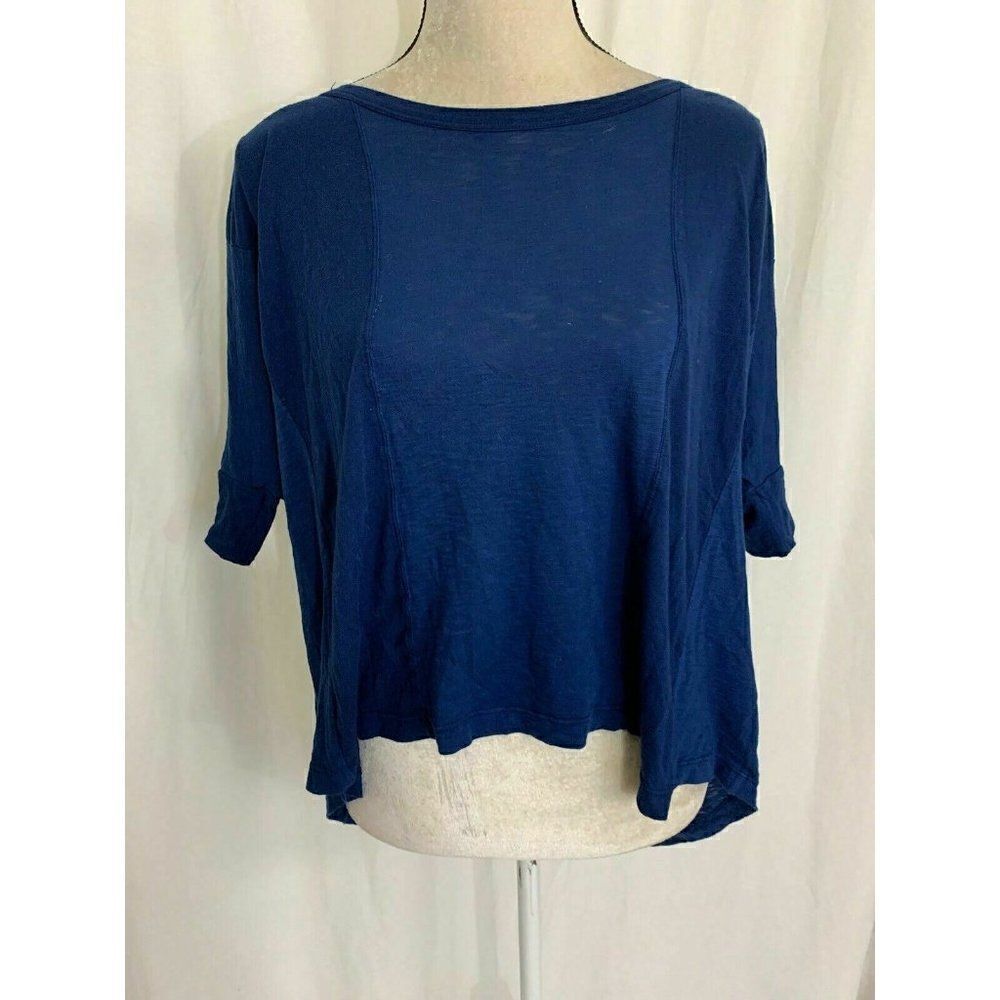 Splendid Womens Solid Navy Blue Oversized Short Sleeve Top T Shirt Xs - Picture 2 of 7